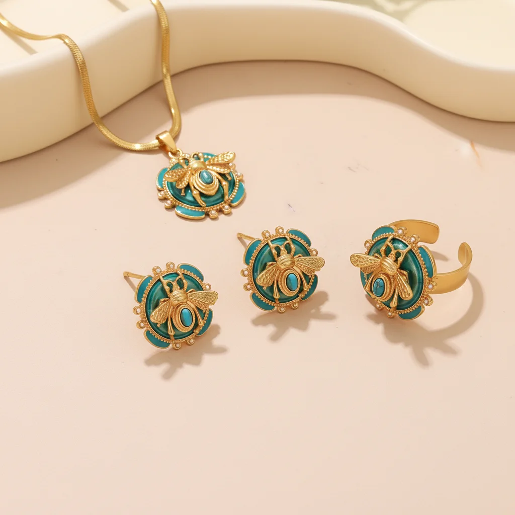 Ensemble Boucle D'oreille Et Collier