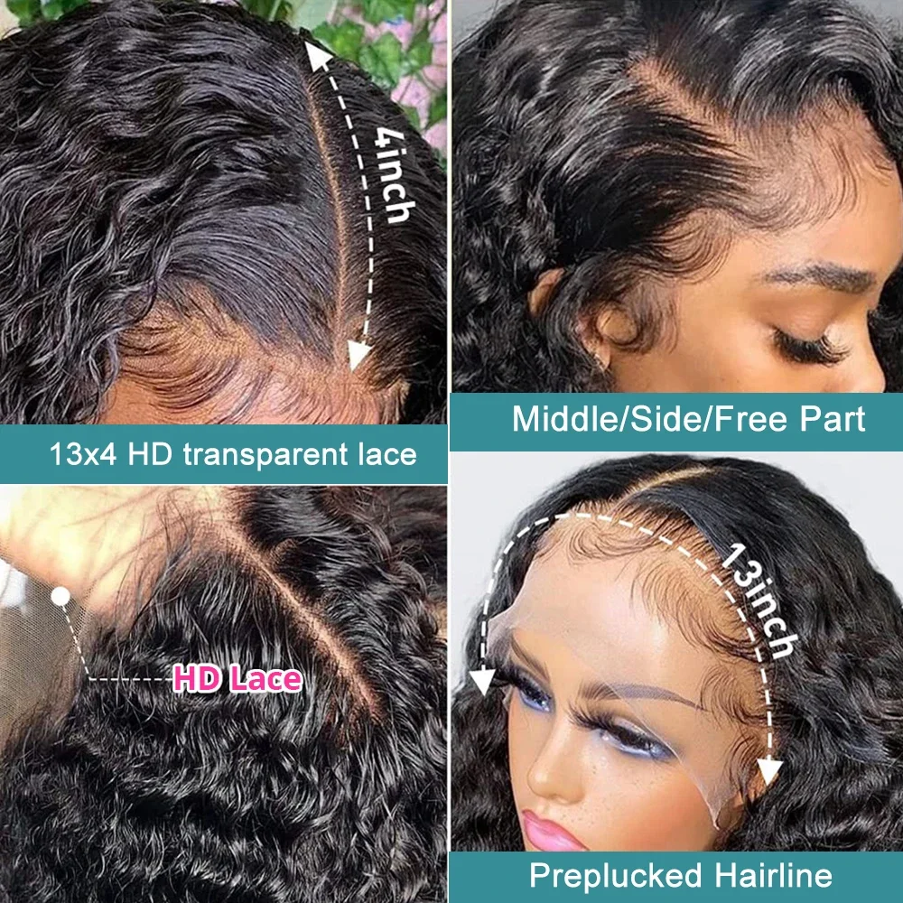 Human Hair Wig 40 Inch Brazilian Curly 13x6 Lace Frontal for Women