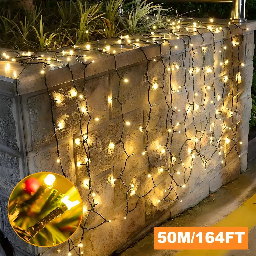 50M LED Christmas String Fairy Lights Indoor Outdoor Garland Light for Holiday Wedding Birthday Party Garden Decoration Lighting
