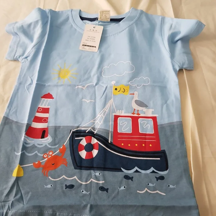 1-6Y Casual Fashion Summer Toddler Baby Boys Cotton Style Short Sleeve O-Neck Pullover Cartoon Print T-Shirts photo review