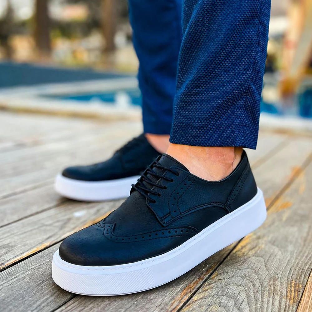 

FOH Store Sneakers for Men BT BLACK Artificial Leather 2023 Spring Autumn Casual Lace Up Fashion Shoes High Base Sport Comfortable Light Vulcanized Daily Original Canvas Odorless Orthopedic Suits Office Wedding 149