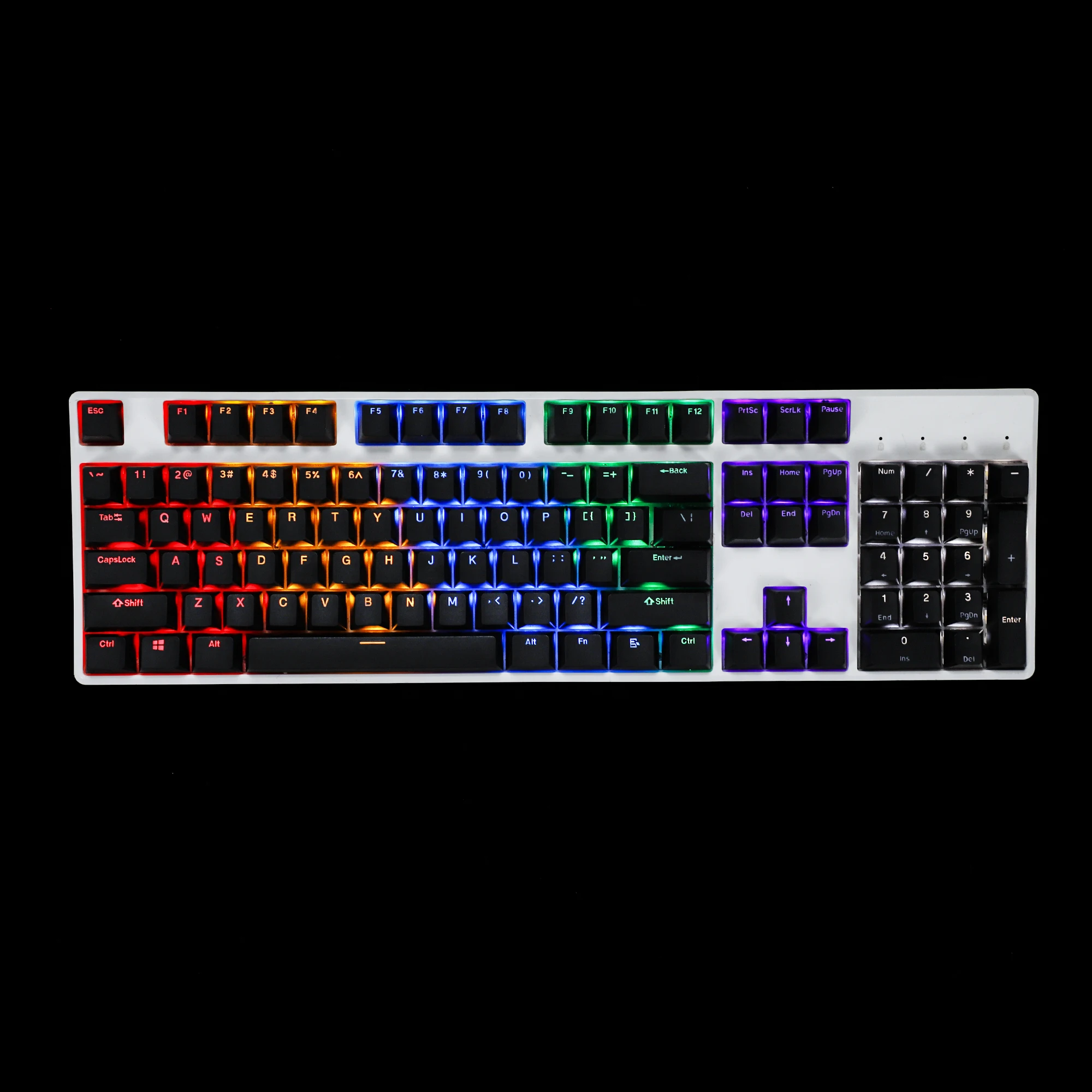 Shine Through Keycaps 135 Key - Gradient Polar Day Black Side Print, OEM Profile For Mechanical Keyboards PBT Keycaps Set
