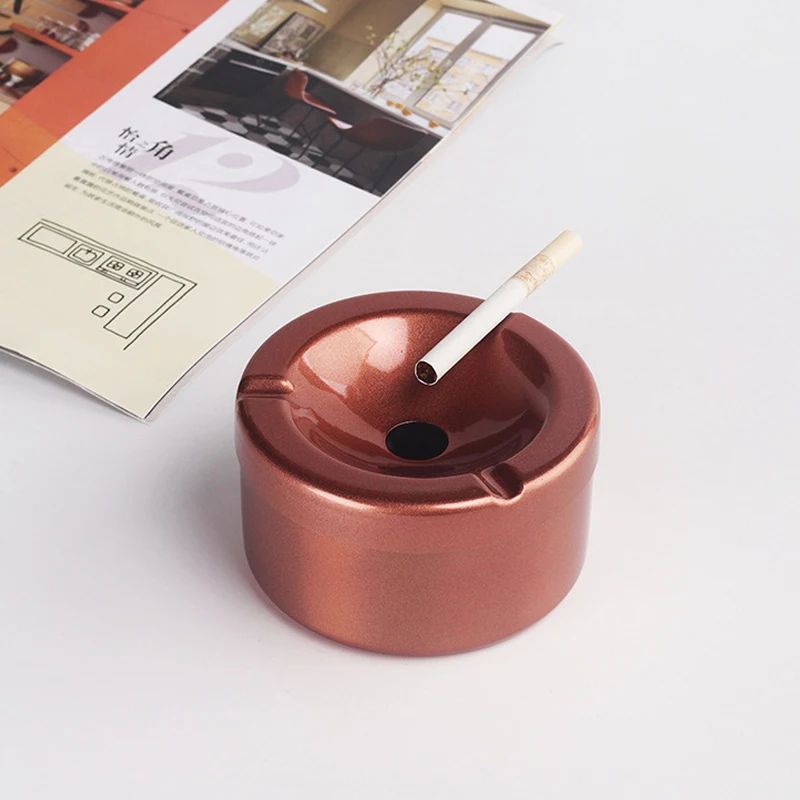 Round Stainless Steel Ashtray with Lid for Car Metal Outdoor Windproof Cigarette Ash Tray 4