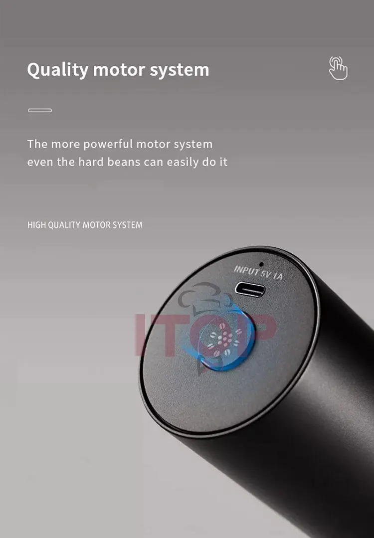 ITOP SD1 Hybrid Energy Coffee Grinder Electric Rechargeable Portable Motor& Manual Coffee Grinder Stainless Steel Burrs