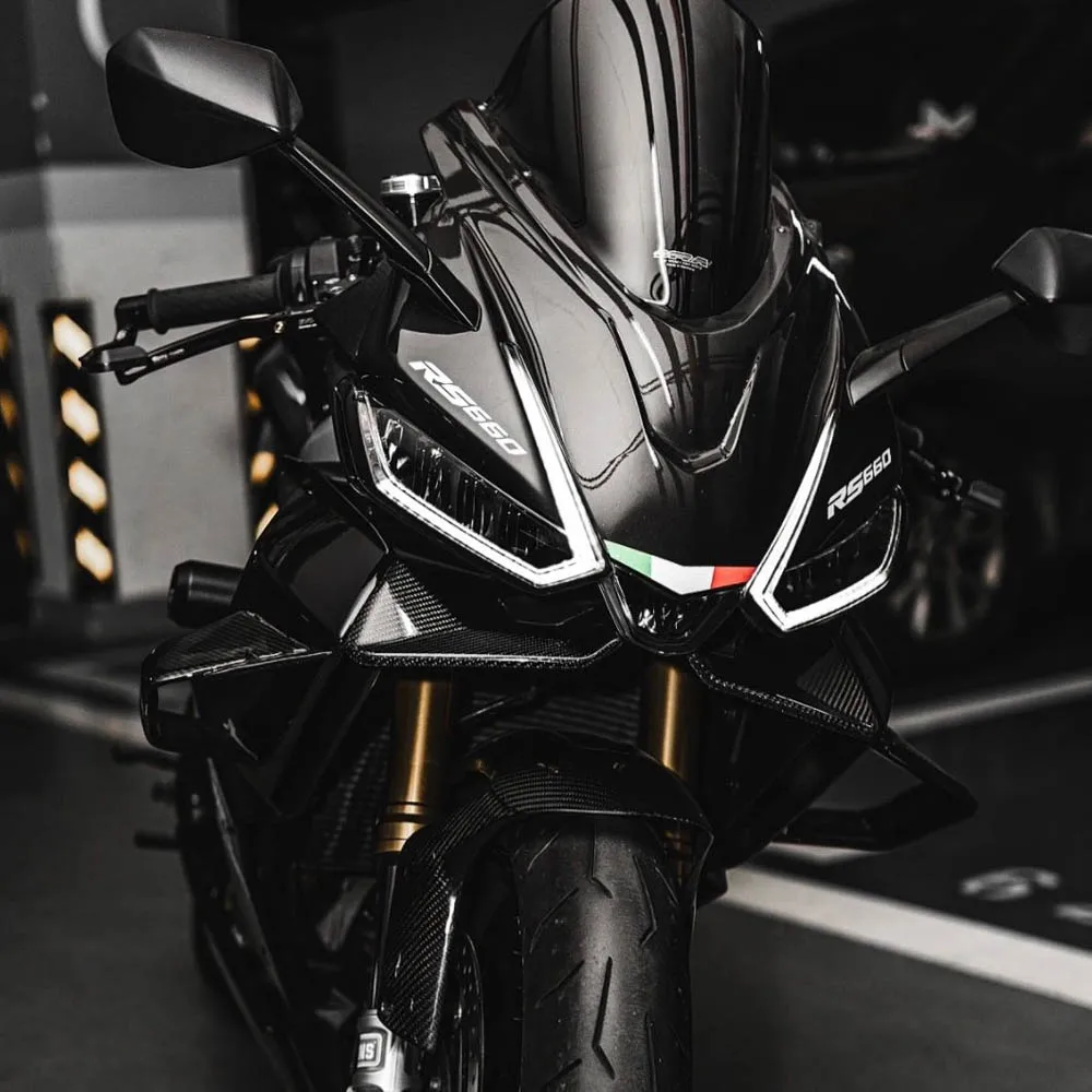 Parabrezza Moto RS660 2020-2023 - Schermo Deflettore In PC, Colore Fumo Nero, Antivento - Foto 5