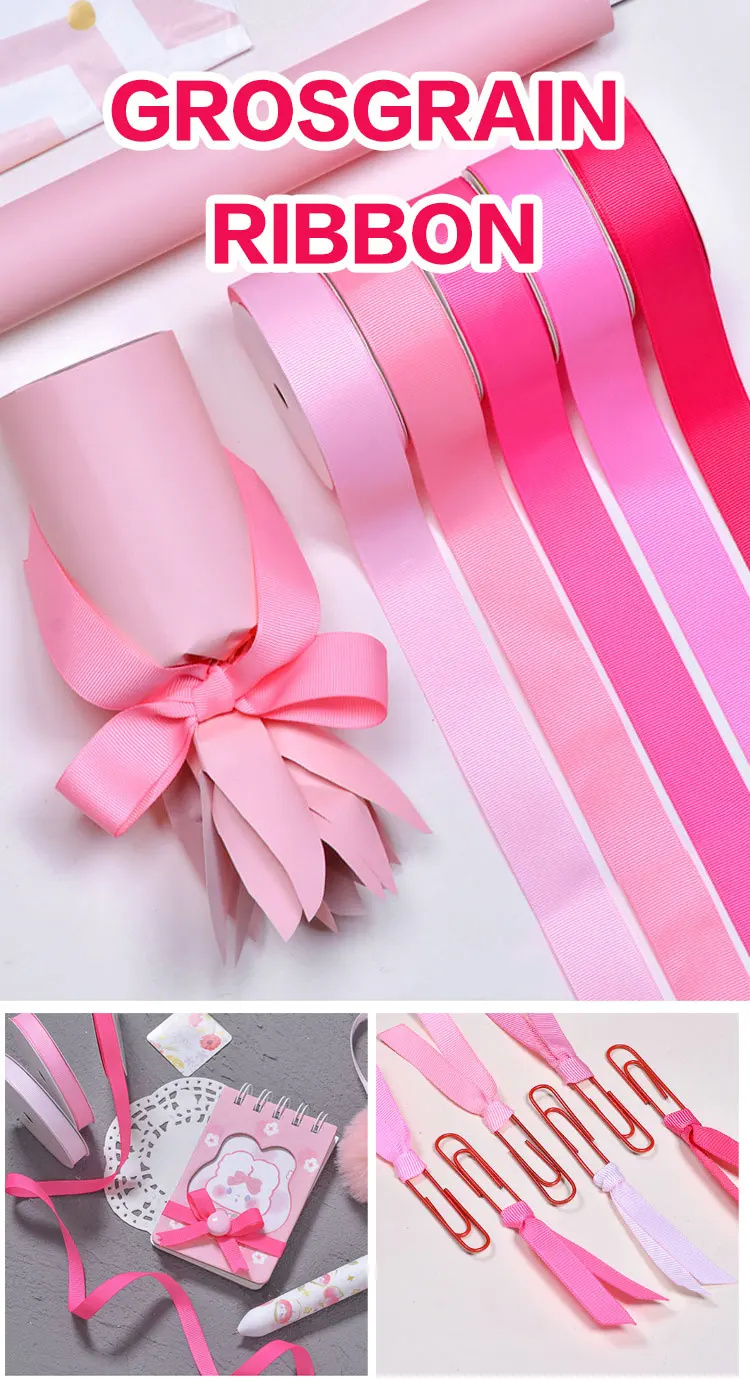 K P Girl Group D H W 5yards Grosgrain Ribbon Satin Ribbon for Wrapping Hair Bow DIY Decoration Gift Packing Key FOB Ribbon