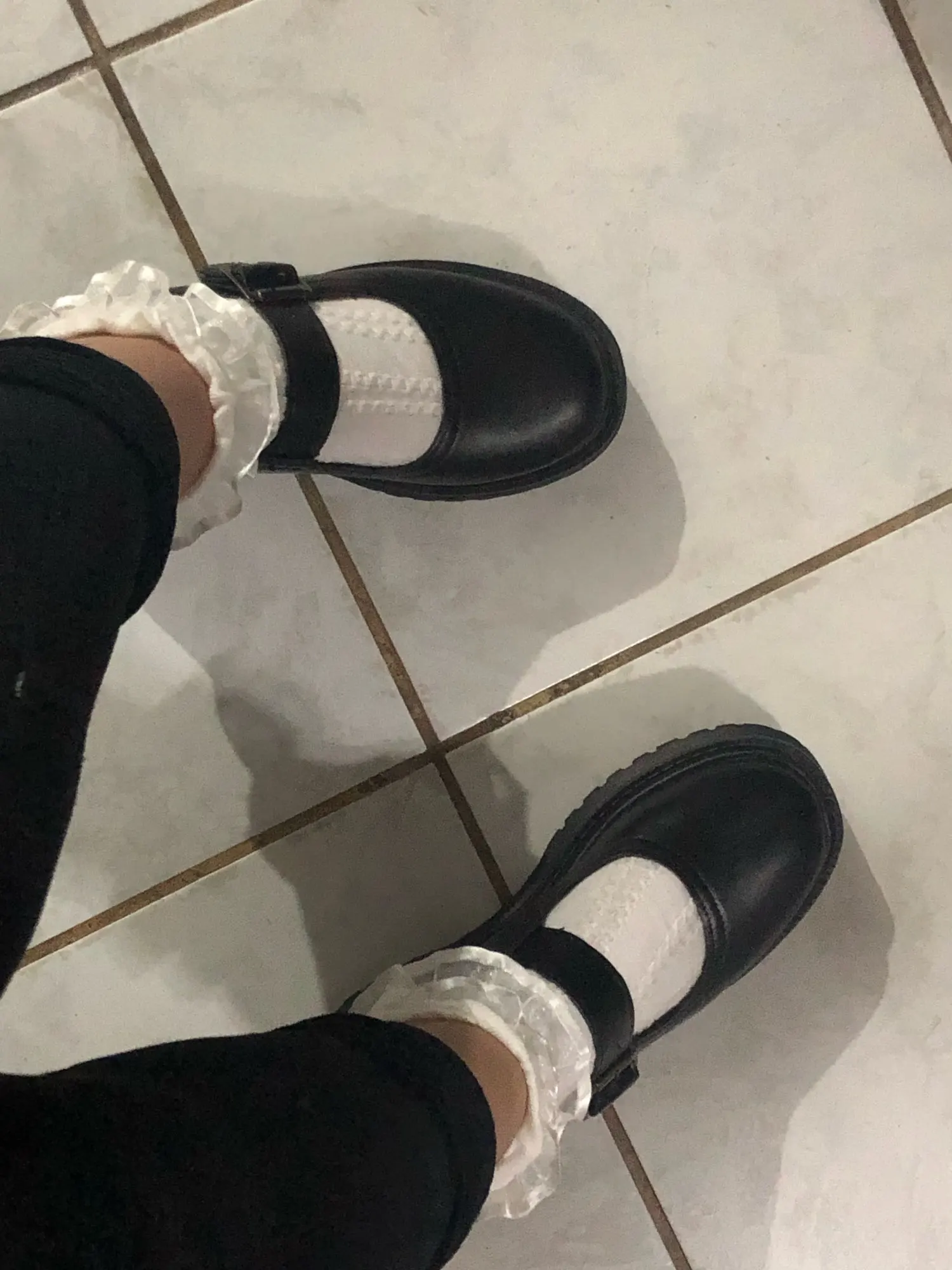 Academic Lolita Black Round Toe PU Leather Shoes