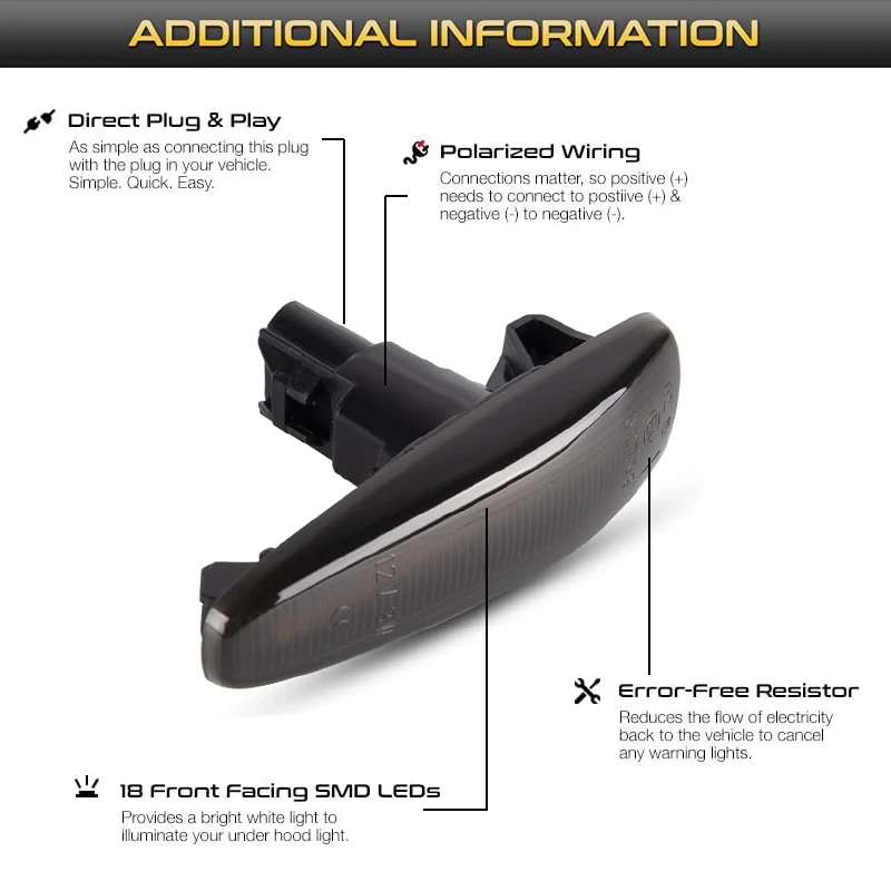 iJDM Sequential Blink Amber LED Side Marker Light For