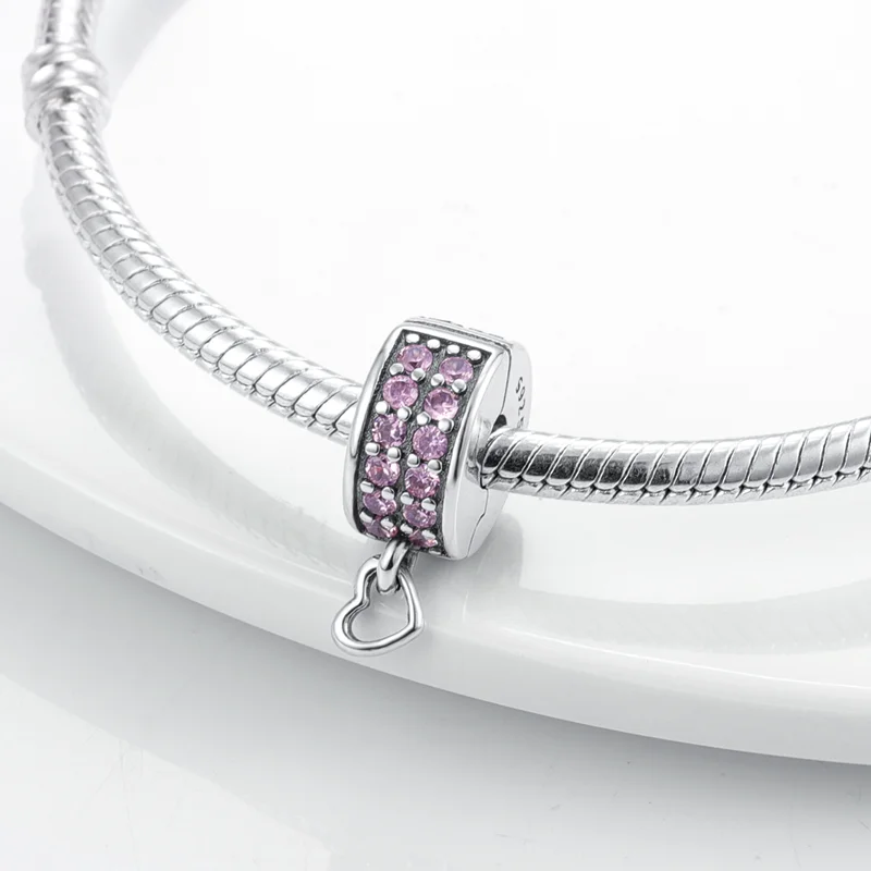 925 Sterling Silver Beads Charms CZ pave Clip Daisy Stopper Safety Chain fit Original Bangle Bracelet Jewelry Clip