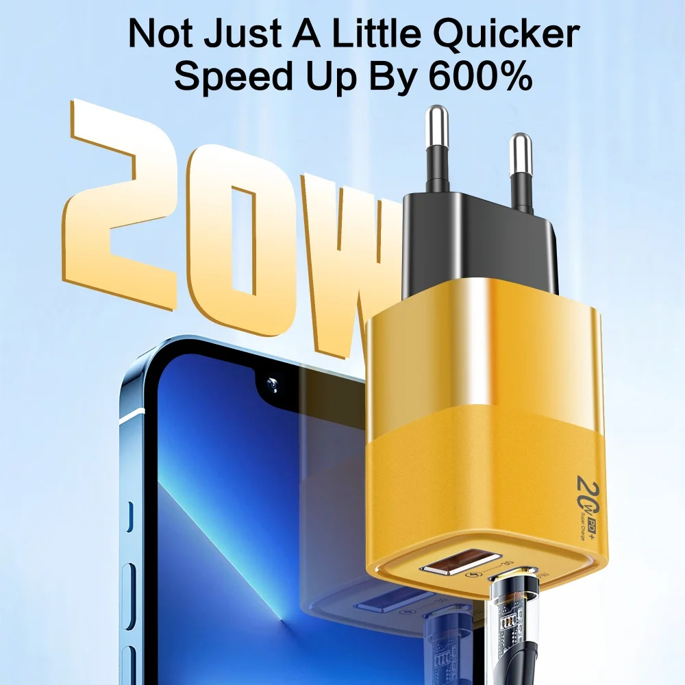 Mini 20W PD Quick Charge USB C Charger for iPhone 15 16 17 Pro Max Phone QC 3.0 PD 3.0 USB Type C Fast Charging for Xiaomi iPad