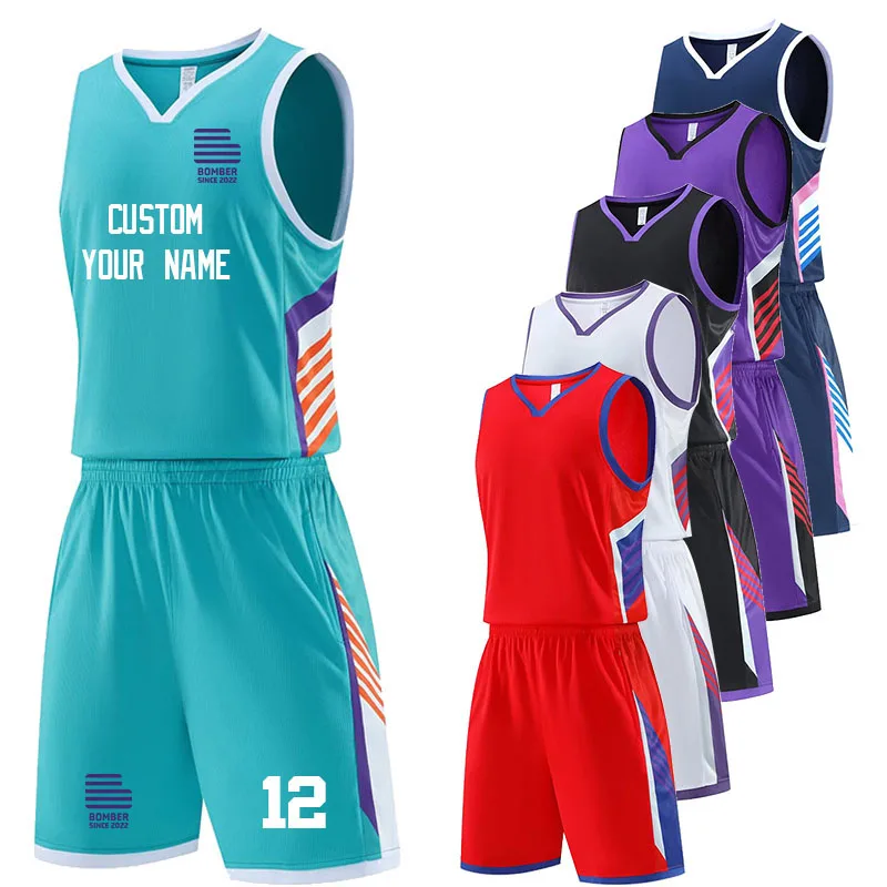 

Новый сезон, комплект баскетбольных футболок для мужчин и детей, молодежная дышащая быстросохнущая спортивная баскетбольная форма большого размера, одежда на заказ