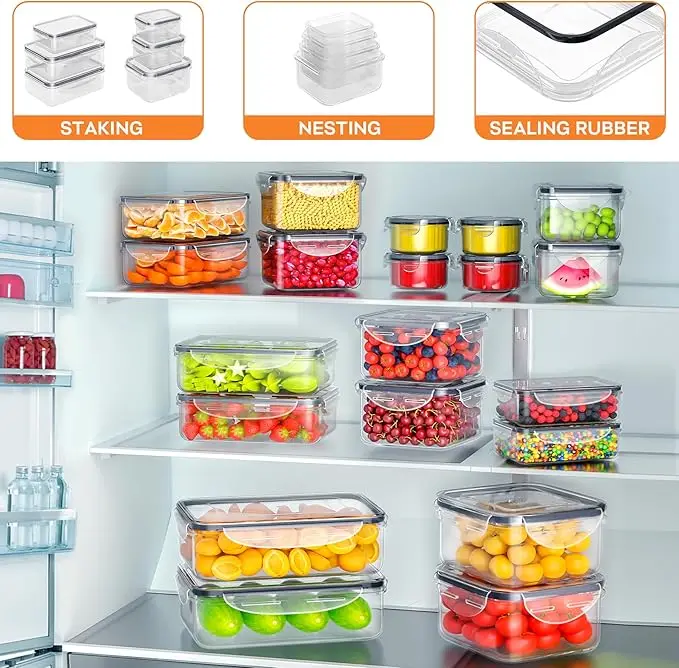 40-Piece Food Storage Containers with Lids, Airtight and Leakproof, Stackable, Microwave Safe, Ideal for Meal Prep, Organization 3