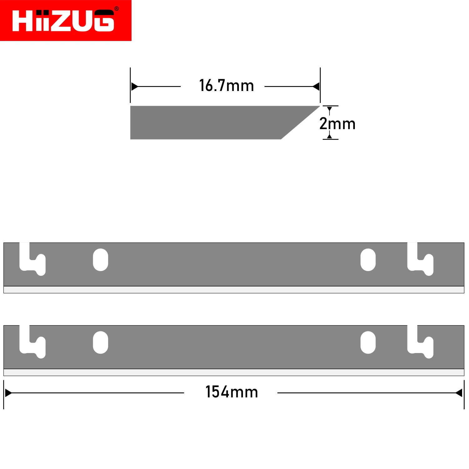 2pcs 154&times;16.7&times;2mm Planer Blades Jointer Knives HSS for Planer Jointer Bentop Thickness Machine