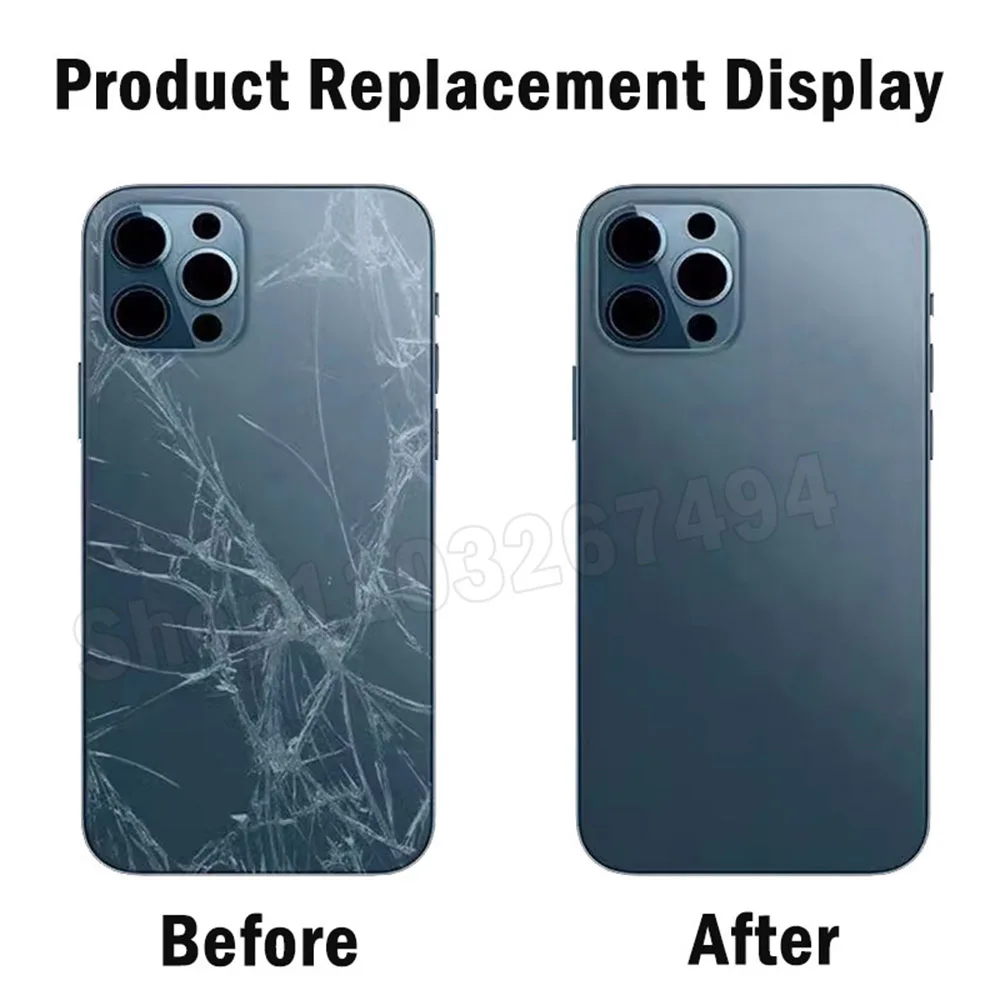 10pcs Mixed Large Hole Battery Back Glass Cover Replacement For 15 Pro Max 8 Plus XS XR 11 12 Mini Pro 13 14 Broken Rear Housing