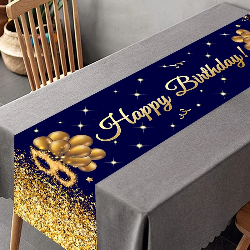 1pc 35*180cm Polyester Table Runner Happy Birthday Party Decoration Table Wedding Jungle Safari Decoration Home Party Supplies