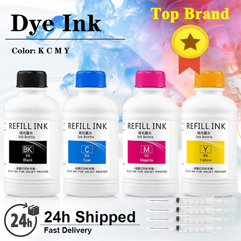 250ML 4Colors/Set Universal Refill Dye Ink For Canon/HP/Epson/Brother Desktop Inkjet Printer K C M Y 4Color