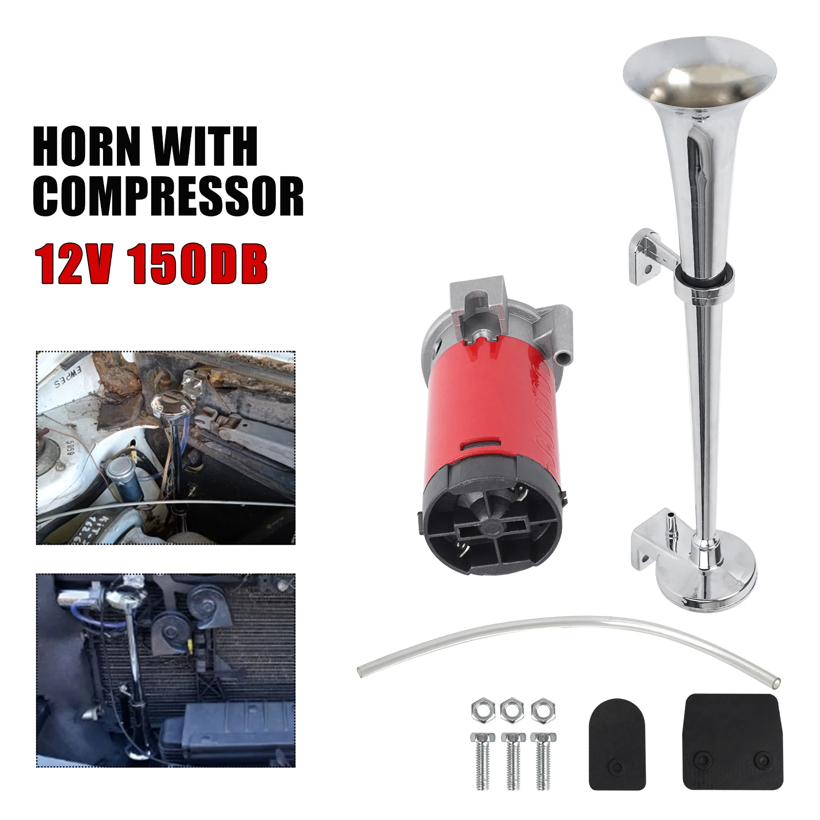 12V 150Db Car Air Horn Super Loud Universal Horn Compressore A Tromba Singola 17 Pollici 180 Hertz Horn Per Auto Truck Boat Motorcycle