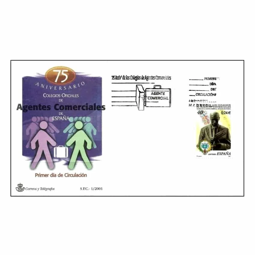 C1689/Spagna 2001, Agenti Commerciali Fdc 75 (N) - Edifil Fdc3776