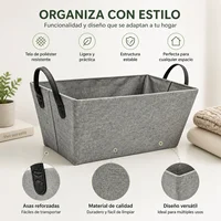 Polyester Storage Basket 40X15X20Cm Reinforced Pu Handles Rigid Structure Multipurpose for Toys Clothes Books Bathroom Bedroom 3