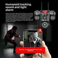 Caméra IP WiFi extérieure 10K 20MP UHD à quatre objectifs et quatre écrans 360° ° Caméra de sécurité PTZ avec zoom 16X, suivi automatique, surveillance sans fil CCTV 4
