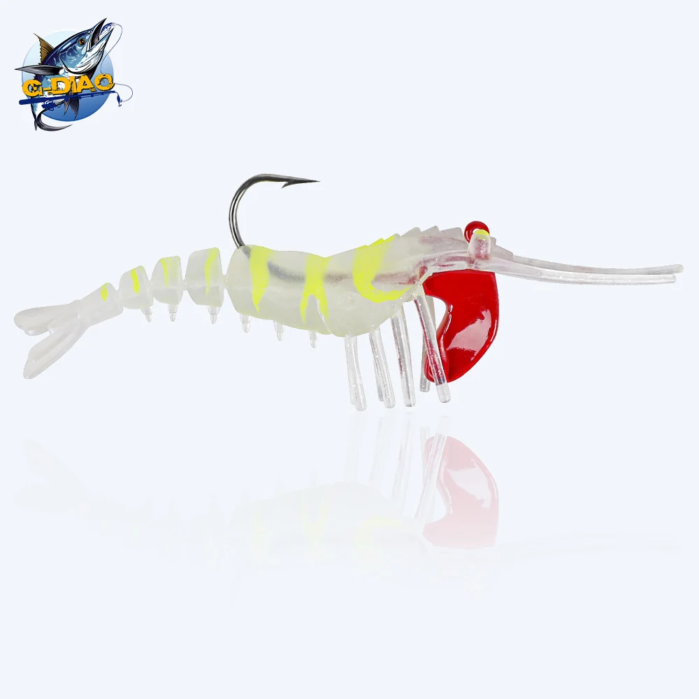 G-DIAO 1pcs Shrimp Soft Luminous Fishing Lures 3 Sizes Artificial Soft Shrimp Lure Sinking Swimbait With Fishing Accessories