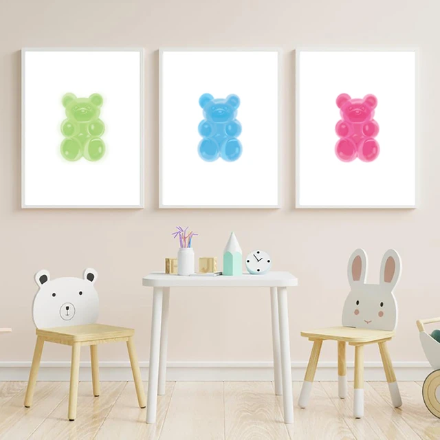 Boho Nursery Prints, Kid Gallery Wall Printables, Gummy Bear Artwork, Candy  Wall Art, Modern Playroom Printable Set of 6, Soft Color Kid Art 