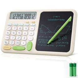 Cute and Simple Big Button Desk Calculator with Notepad (Green - white)
