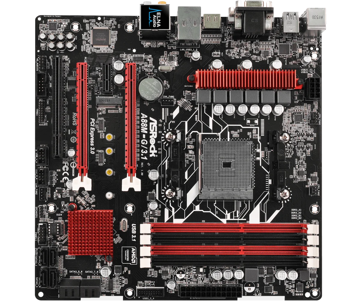 Socket FM2+ AMD A88X Motherboard ASRock A88M-G/3.1 4XDDR3 64GB USB