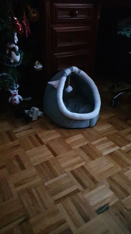 Cama Gris Suave Para Gato