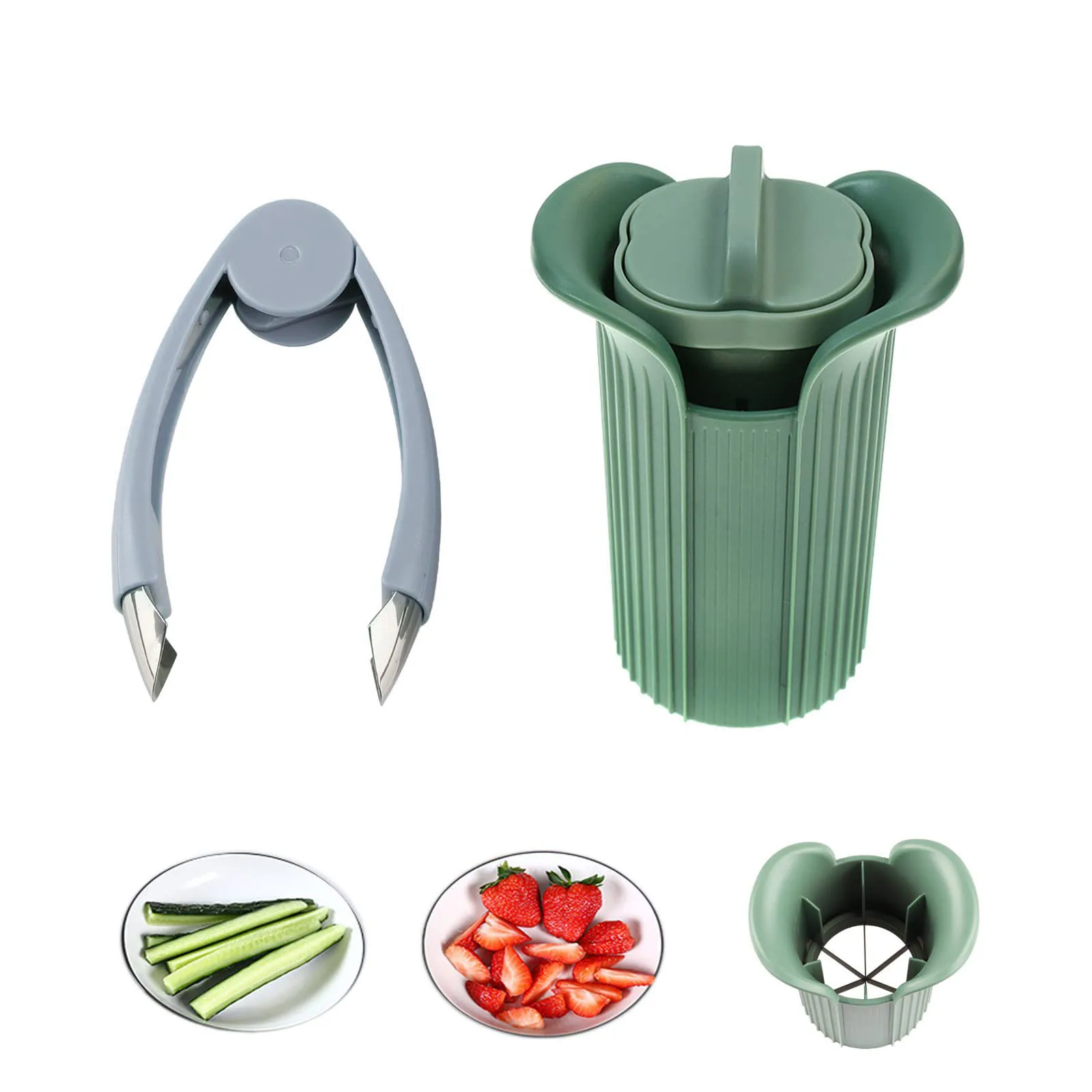 Grape Cutter,Strawberry Slicer Cucumber Slicer, Strawberry Huller Stem Remover and Strawberry Slicer Set, Cherry Tomato f