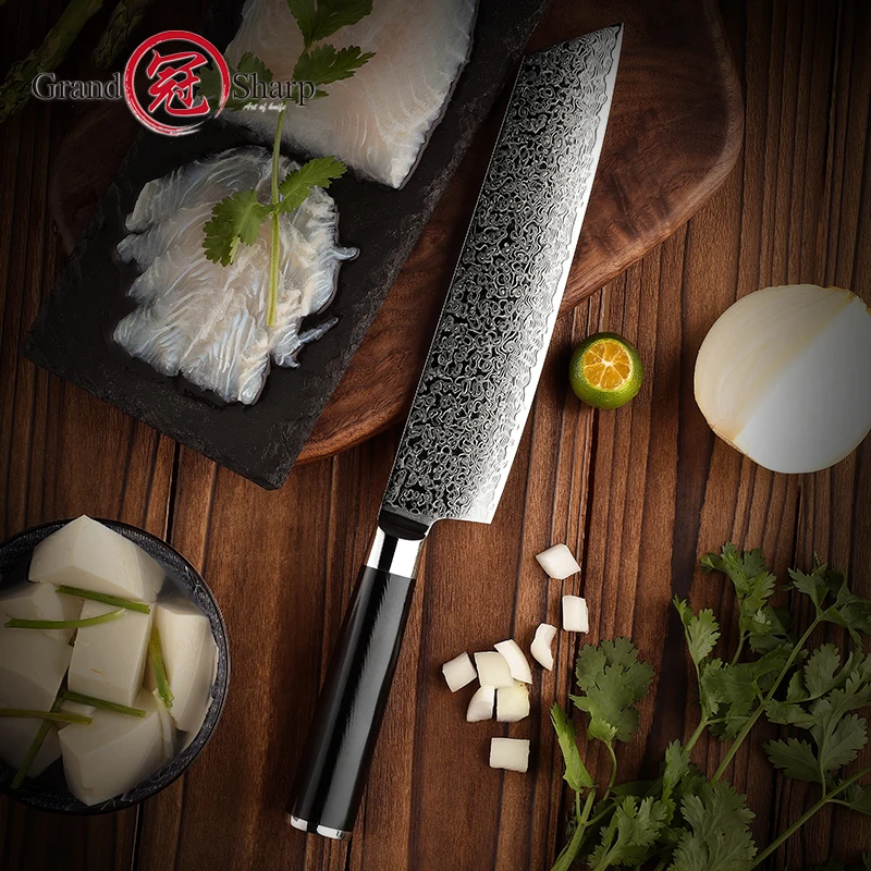 Cuchillo Chef Acero Damasco Japonés Profesional Abulón 21cm