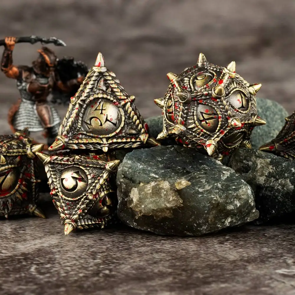 Dragon Dice Metal DND Dice Set 7pcs Polyhedral Metal Set for DND Games RPG Kit for Dungeons and Dragons TTRPG