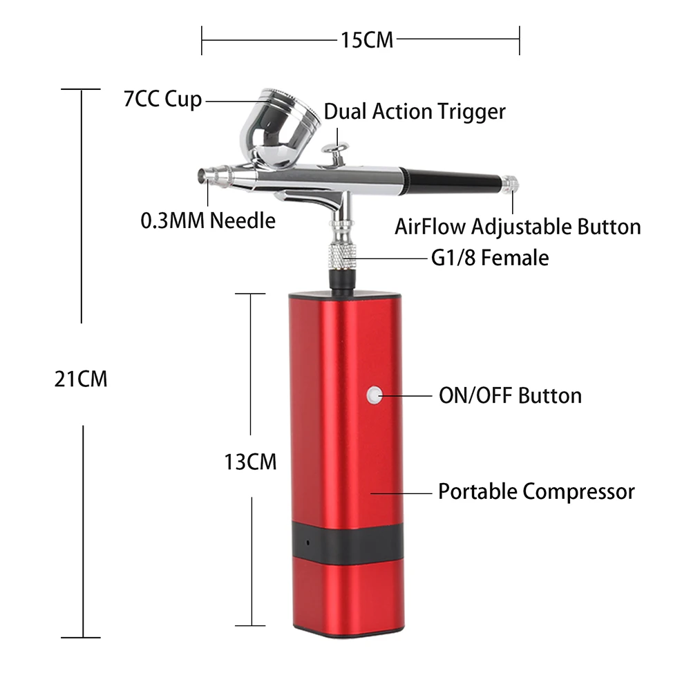 Integrated Mini Cordless Airbrush Barber Makeup Kit Machine System Air  Brush Compressor With Trigger Gun Wireless - AliExpress