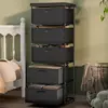 5-Drawer Fabric Dresser & TV Stand - Solid Wood & Sturdy Metal Frame - Compact Storage Cabinet for Bedroom, Dorm or Entryway 4