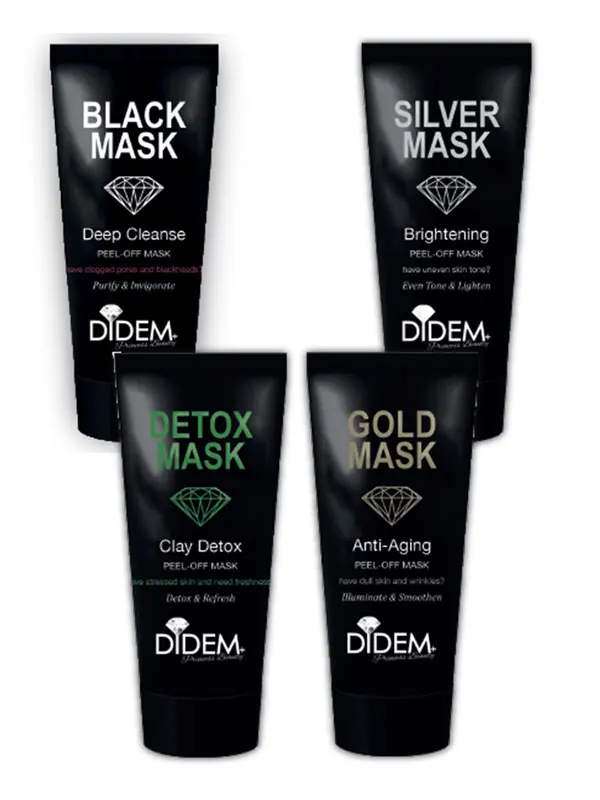 

Set of 4 Masks Black Mask Gold Mask Silver Mask Detox Mask Purifying Cleansing Moisturizing Mask Set – 75 ml