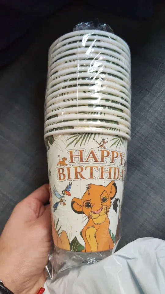 Decoración de cumpleaños del Rey León, vajilla, globos, Kit de pancarta, Fiesta Temática de Simba de Disney, tazas decorativas, platos, mantel, suministros para niños photo review