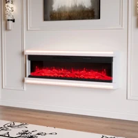 Cheminée électrique murale avec éclairage d'ambiance LED, 50 pouces, flamme de bois simulée 12 couleurs. 3