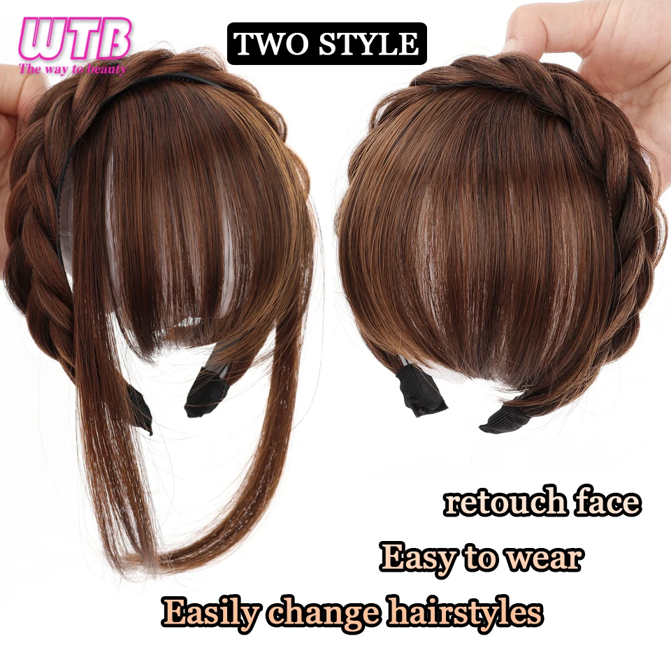 Synthetic Bangs Hair Extension Women Hairbands Clip on Hairpieces
