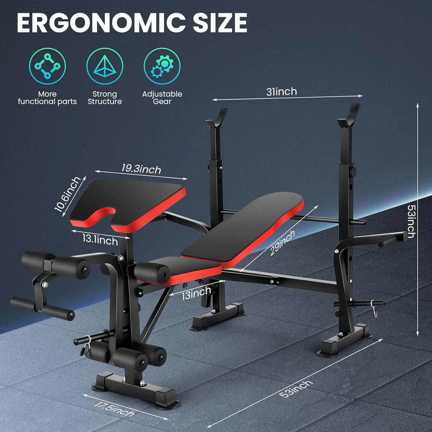 6-in-1 Adjustable Weight Bench Set 5