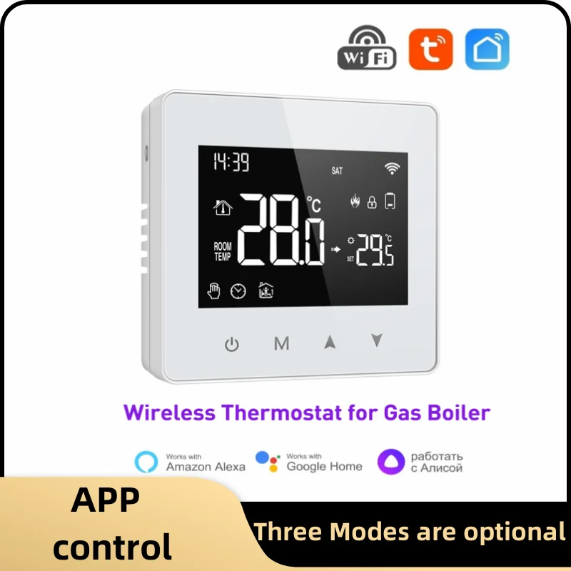Termostato Inalámbrico WiFi Tuya Con Pantalla Táctil – Control Por Voz, Programación Semanal, Para Calderas De Gas