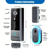 Wireless Smart Video Doorbell, 960P HD Video Doorbell Camera, Home Security WiFi Doorbell Camera, PIR Motion Doorbell - Image 2