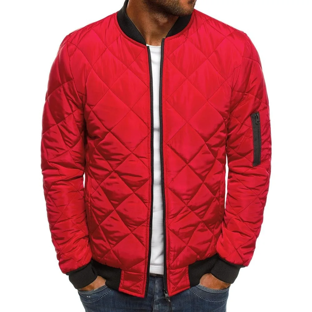 2022 new Men's Fashion Classic Zipper Men's Jacket Versatile Men's Winter Jacket Coat Men's Loose Rhombus Cotton Padded Clothes 4