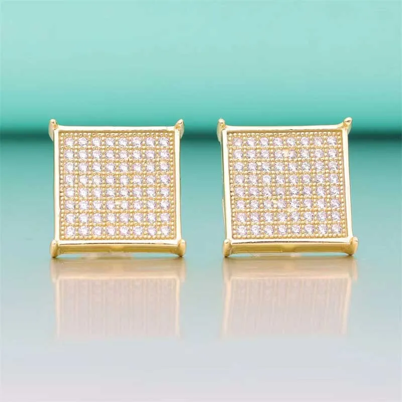 Men's 14K Gold Filled Round Diamond Stud Earrings