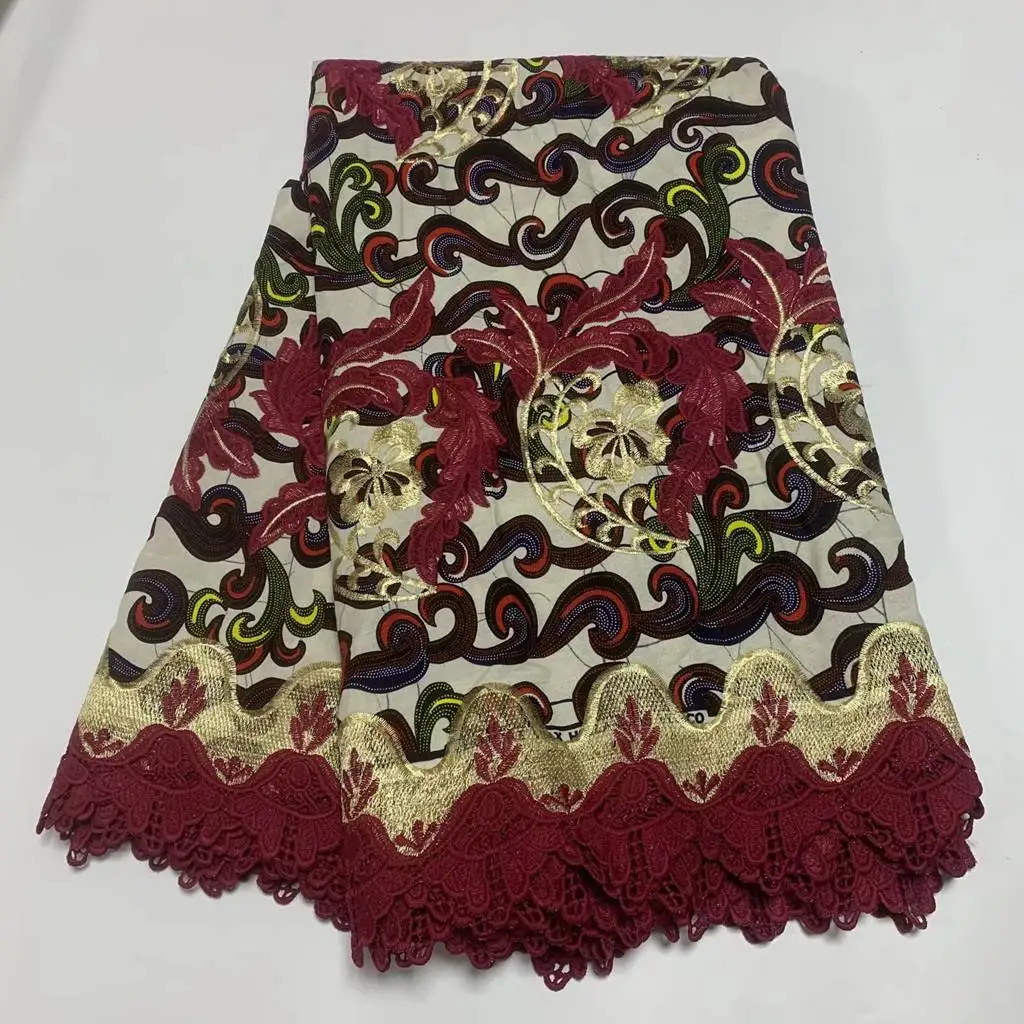 

6 Yards Newest Wholesale Africa Ankara Wax Fabrics Embroidery Printing Wax Cotton Lace Material Sewing For Wedding Party Dress