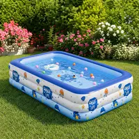 Ensemble de piscine gonflable, piscine rectangulaire en PVC de 150x105x50 cm avec balles et pompe, piscine portable pour l'extérieur et le jardin 5