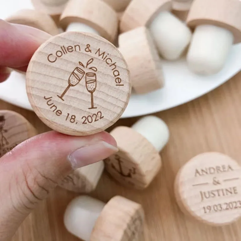Custom Wine Corks, Bridal Shower Gift, Personalized Wine Stoppers, Wedding Favors, Bulk Wooden Stoppers, Gift For Guests