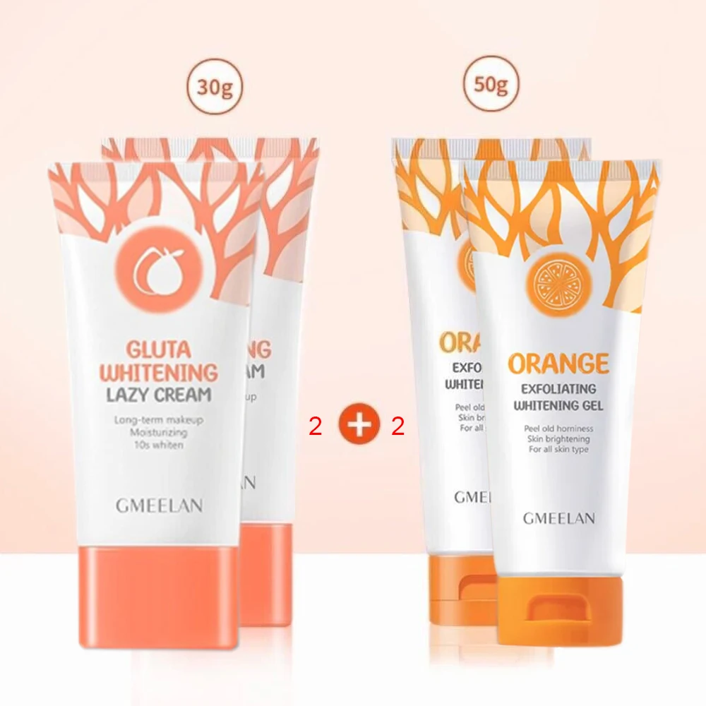 

Отбеливающий крем для ленивых Gmeelan Gluta 30 г и 2 оранжевого отшелушивающего геля 50 г, 2 шт.
