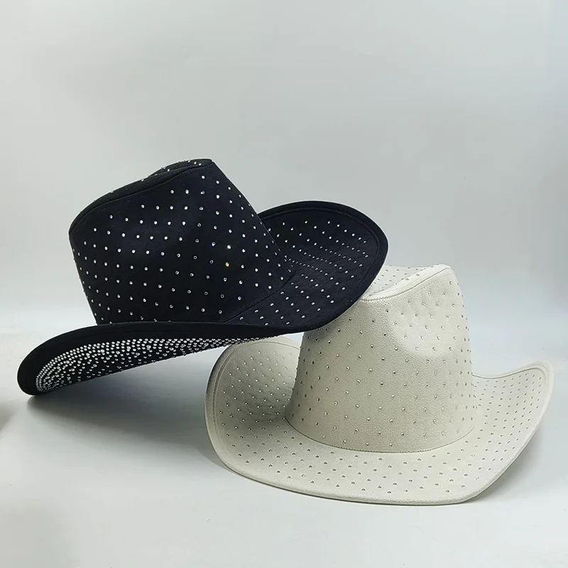Cowboy Hats Cowgirl Hats Studded Rhinestone Cowgirl Hat Rhinestone Denim Cowboy Hat women men's canvas hat unisex black cowboy hat Party