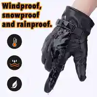 Tolex Leather Black Gloves Warm Mittens Outdoor Sports Motorcycle Driving Skiing Wind-Waterproof Gloves Touch Screen Gloves 3