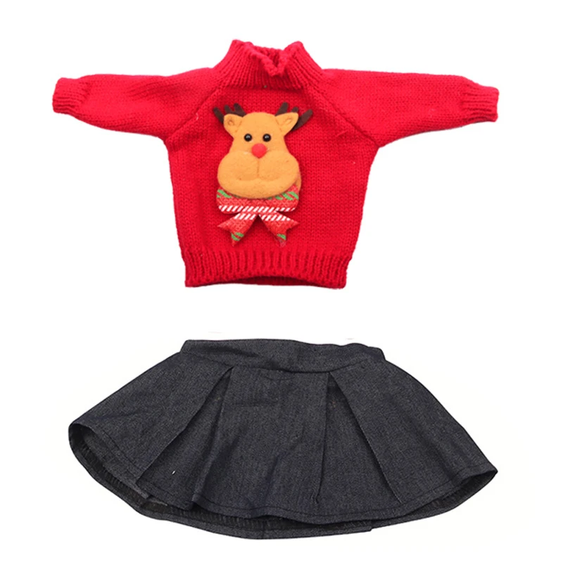 43 Cm Baby New Born Doll Clothes Wool Cute Santa Claus, Tree, Elk Christmas Clothes Suit For American 18 Inch Girl Doll Toy Gift